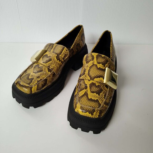 Katy Perry yellow and gray snakeskin chunky platform loafers size 8.5 - Picture 4 of 12